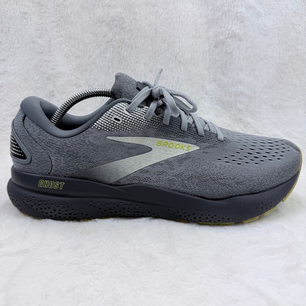 Brooks Ghost 16 Mens Running Shoes Gray Lime Size 11.5 2E Wide Sneaker